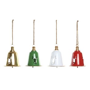 Julepynt Home ESPRIT Hvid R�d Gr�n Gylden Metal 18,5 x 18,5 x 24 cm (4 enheder)