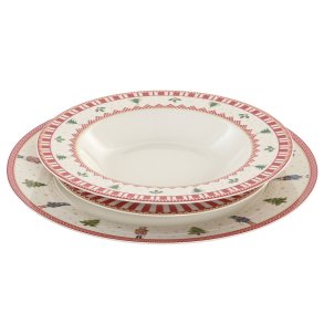 Spisestel Home ESPRIT Hvid R�d Gr�n Porcel�n Jul 18 Dele