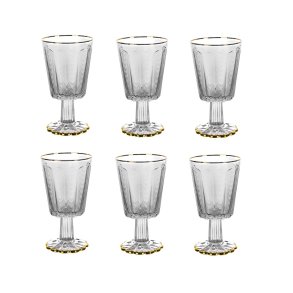 S�t med glas Home ESPRIT Gennemsigtig Gylden Krystal 445 ml