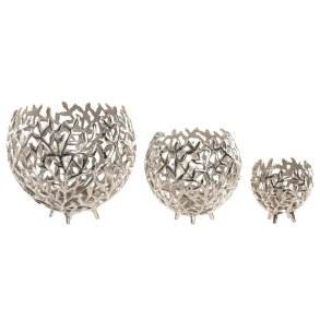 Lyseholder Home ESPRIT Slvfarvet Aluminium 20 x 20 x 18 cm