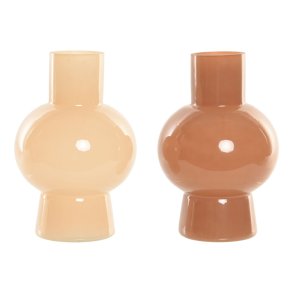 Vase Home ESPRIT Fldefarvet Terrakotta Krystal 15 x 15 x 24 cm (2 enheder)