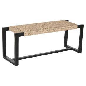 Stol Home ESPRIT Sort Syntetisk fiber Fiber Teak 120 x 40 x 45 cm