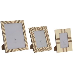 Fotoramme Home ESPRIT Hvid Natur Harpiks Ben Moderne (3 enheder)