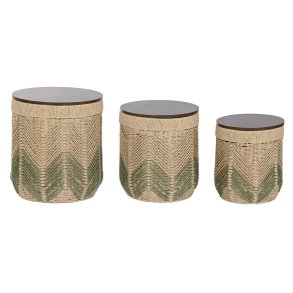 St med 3 borde Home ESPRIT Brun Grn 40 x 40 x 45 cm (3 Dele)