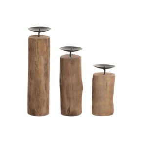 Set med d�kkeservietter Home ESPRIT Brun Sort Natur Jern Teak 8 x 8 x 30 cm (3 enheder)