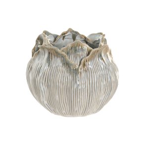 Vase Home ESPRIT Fldefarvet Keramik Blad af en plante 22 x 22 x 19 cm