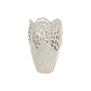 Vase Home ESPRIT Hvid Keramik Blad af en plante 23 x 23 x 36 cm
