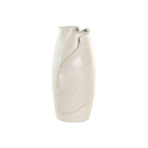 Vase Home ESPRIT Hvid Keramik Traditionel stil Moderne Blad af en plante 21 x 21 x 40 cm