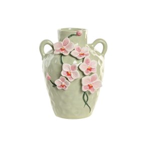 Vase Home ESPRIT Gr�n Pink Keramik Orientalsk 21 x 21 x 27 cm