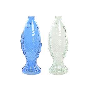 Vase Home ESPRIT Bl� Turkisbl� Krystal Middelhavet 10 X 7 X 26,3 CM (2 enheder)