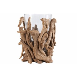 Vase Home ESPRIT Brun Krystal Teak Natur 40 x 40 x 50 cm