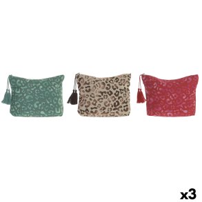 Rejsetoilettaske Home ESPRIT Brun Gr�n Pink Middelhavet 20 x 5 x 25 cm (3 enheder)