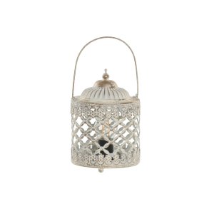 Laantarn Home ESPRIT Hvid Gylden Metal Krystal Araber 13,5 x 13,5 x 19 cm