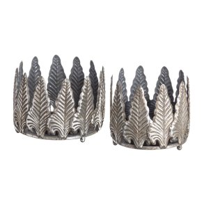 Lyseholder Slvfarvet Jern 20,5 x 20,5 x 16 cm (2 enheder)