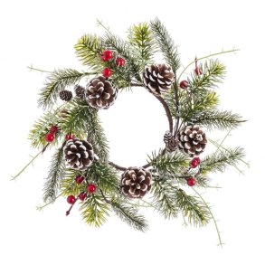 Adventskrans R�d Gr�n Hvid/Gr�n Plastik Ananas 30 x 30 cm