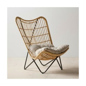 Lnestol 76 x 76 x 87 cm Natur Sort Naturlig fiber