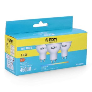 Pakke med 3 LED-lamper EDM 98209 F 5 W 45 W 38 W GU10 450 lm � 5 x 5,5 cm (6400 K)