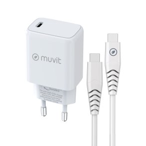 V�goplader + USB-C kabel Muvit for Change Hvid