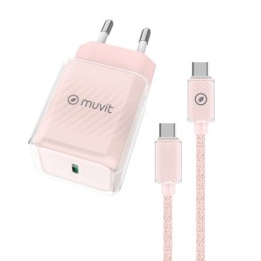 V�goplader + USB-C kabel Muvit for Change  Glass GaN Pink