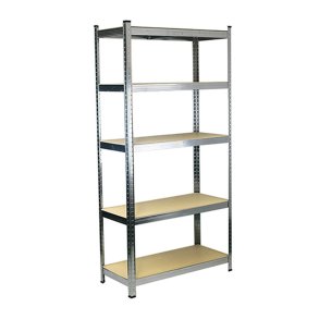 Hylder Ferrestock 875 Kg 90 x 40 x 180 cm Gr� Tr� Galvaniseret st�l Tr� MDF 5 Hylder