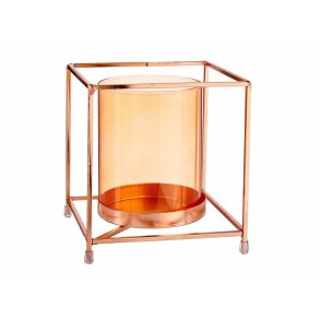 Lyseholder Gift Decor SW120662C SW120662C Kobber Rav Gylden Metal Glas 14 x 15,5 x 14 cm Firkantet