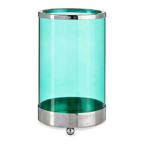 Lyseholder Gift Decor SW120612B SW120612B Bl Slvfarvet Slv Metal Glas 9,7 x 16,5 x 9,7 cm Cylinder