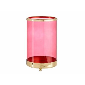 Lyseholder Gift Decor SW120613A SW120613A Pink Gylden Metal Glas 12,2 x 19,5 x 12,2 cm Cylinder