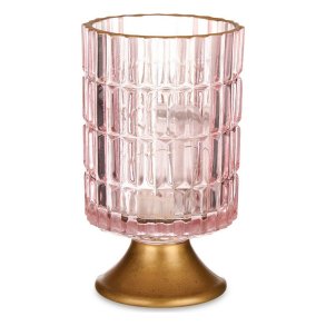 LED-lanterne Gift Decor L1118BMMS-C L1118BMMS-C Pink Gylden Glas Striber 10,7 x 18 x 10,7 cm