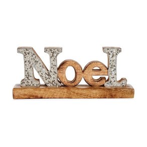 Dekorativ figur Noel Skinne 6,5 x 10 x 25 cm Slvfarvet Tr