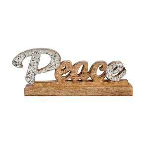 Dekorativ figur Peace Skinne 6 x 13 x 31 cm Slvfarvet Tr