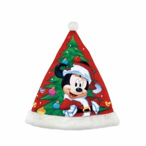 Julemandshat Mickey Mouse Bl� R�d 37 cm B�rns