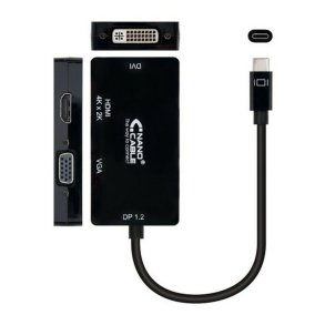 USB-C til VGA/HDMI/DVI-adapter NANOCABLE 10.16.4301-BK (10 cm) Sort 10 cm