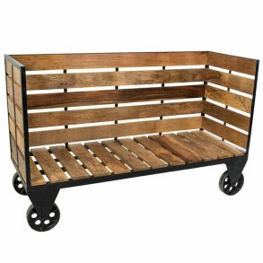 Bnk Alexandra House Living Brun Sort Jern Mangotr 61 x 92 x 160 cm Med hjul