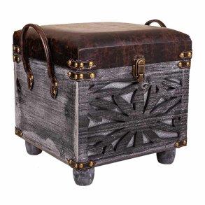 Taburet Alexandra House Living Brun Polyuretan Tr MDF 35 x 40 x 35 cm