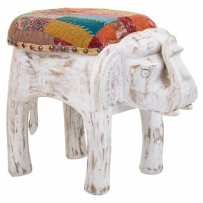 Taburet Alexandra House Living Hvid Mangotr Materiale 51 x 37 x 36 cm Elefant
