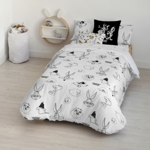Nordisk cover Looney Tunes Looney B&W Hvid black 140 x 200 cm