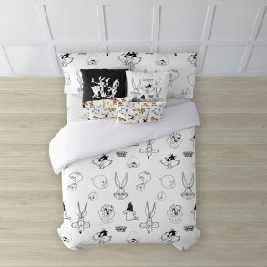 Nordisk cover Looney Tunes Looney B&W Hvid black 175 Trde 200 x 200 cm