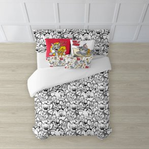Nordisk cover Tom & Jerry B&W Hvid black 175 Trde 140 x 200 cm