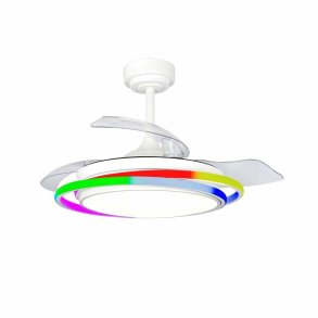 Loftsventilator CristalRecord ANTILA MINI RGB WH RETRAC Hvid