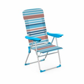 Marbueno Foldable Chair 5 Positions Aluminium with Cushion Stripes Orange Blue 69X58X110 cm