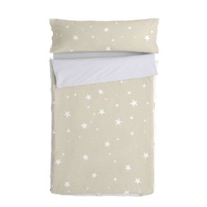 Dynebetrk uden fyld HappyFriday Basic Kids Little star Beige 90 x 200 cm