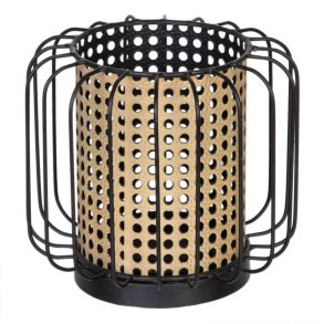 Lyseholder 21,5 x 21,5 x 19 cm Natur Sort Metal