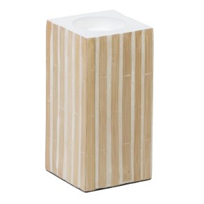 Lyseholder Beige Bambus Tr MDF 10,5 x 10,5 x 21 cm