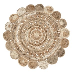 T�ppe Natur Hvid Jute 120 x 120 cm