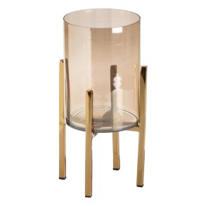 Lyseholder Gylden Krystal Stl 15 x 15 x 29 cm