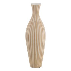Vase Hvid Beige Bambus 20 x 20 x 64 cm
