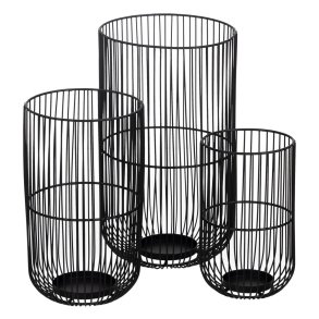 Set med dkkeservietter Sort Jern 22 x 22 x 39 cm (3 enheder)