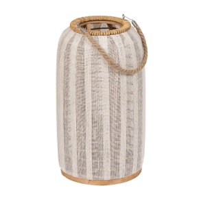 Laantarn Beige Natur Bambus Krystal 25 x 25 x 45 cm