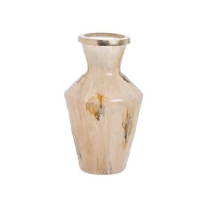 Vase Beige Gylden Aluminium Krystal 23 x 23 x 39 cm