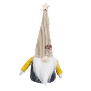 Julepynt Grn Beige Sand Materiale Julemanden 20 cm